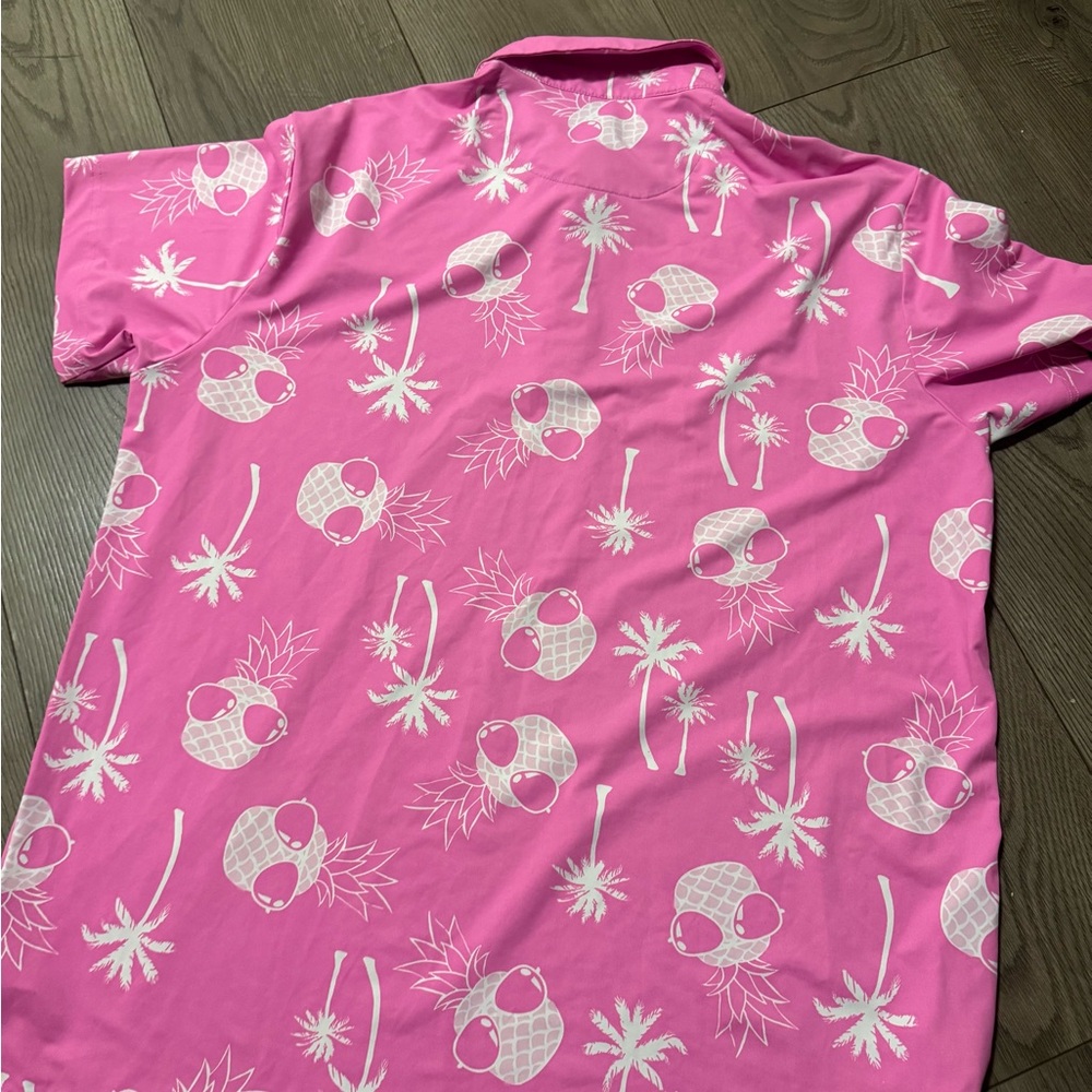 Birdiebound Pink Patterned Men's Shirt Sz Large - Picture 2 of 3